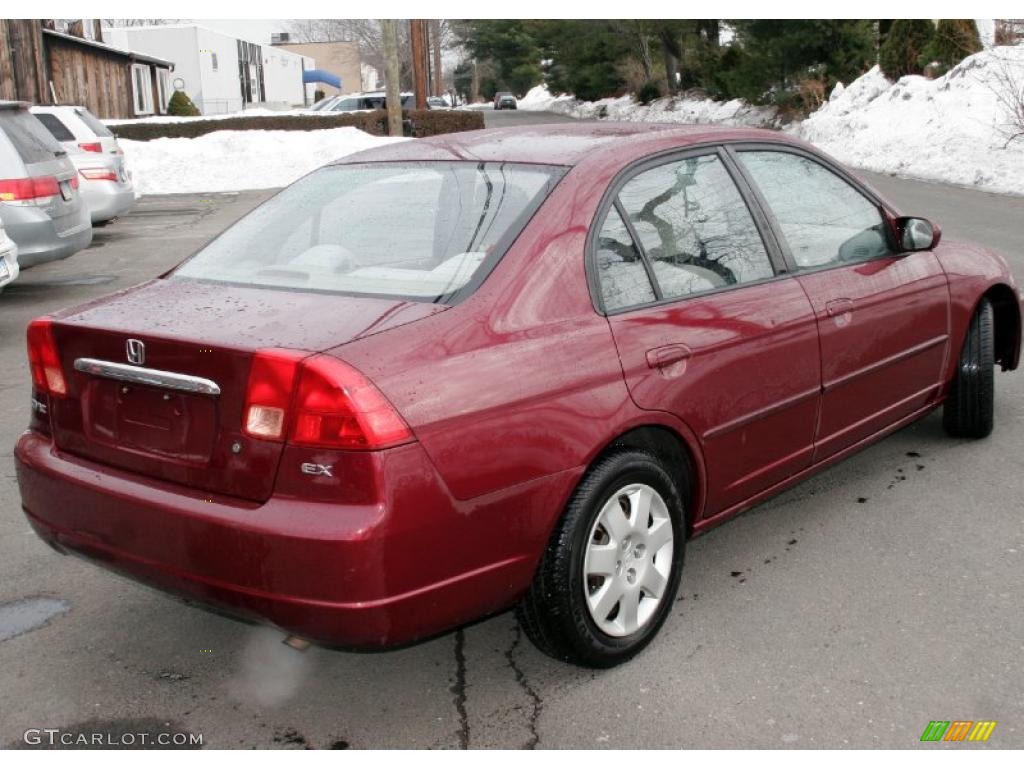 2002 Civic EX Sedan - Radiant Ruby Red Pearl / Beige photo #5