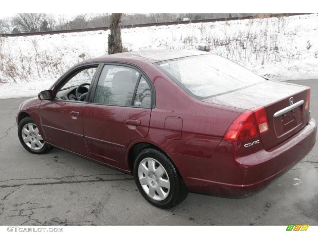 2002 Civic EX Sedan - Radiant Ruby Red Pearl / Beige photo #8