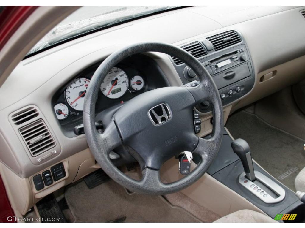 2002 Honda Civic EX Sedan Beige Dashboard Photo #43101257