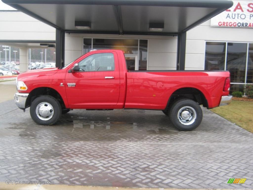 Flame Red 2011 Dodge Ram 3500 HD SLT Regular Cab 4x4 Dually Exterior Photo #43113721