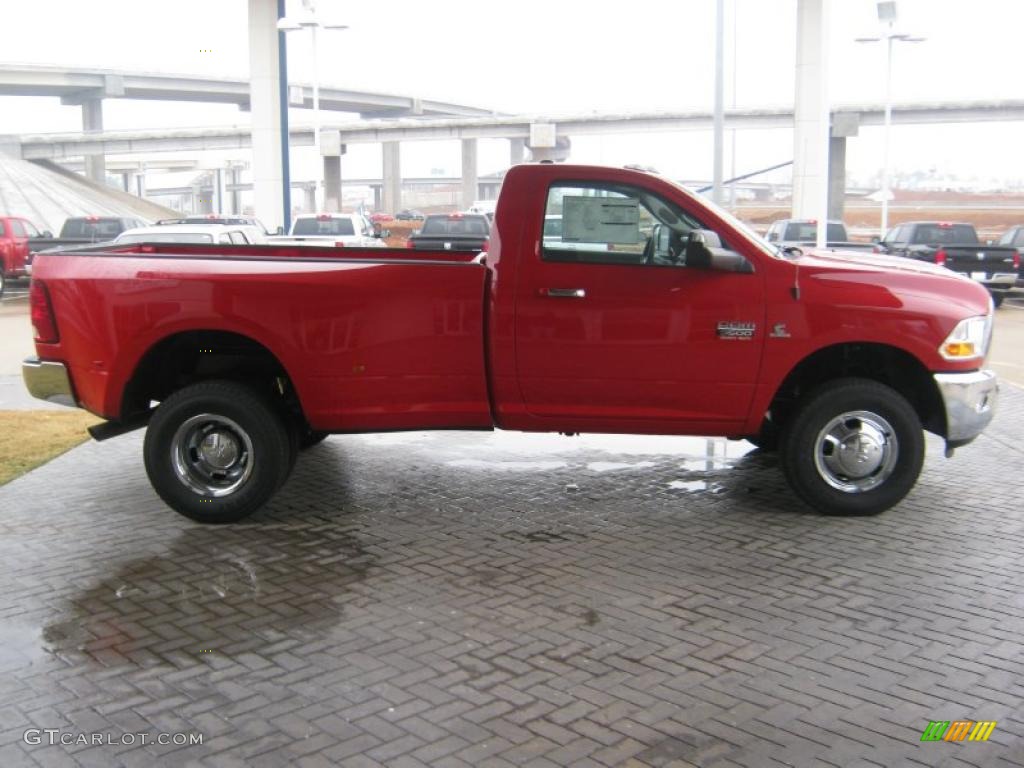 Flame Red 2011 Dodge Ram 3500 HD SLT Regular Cab 4x4 Dually Exterior Photo #43113789