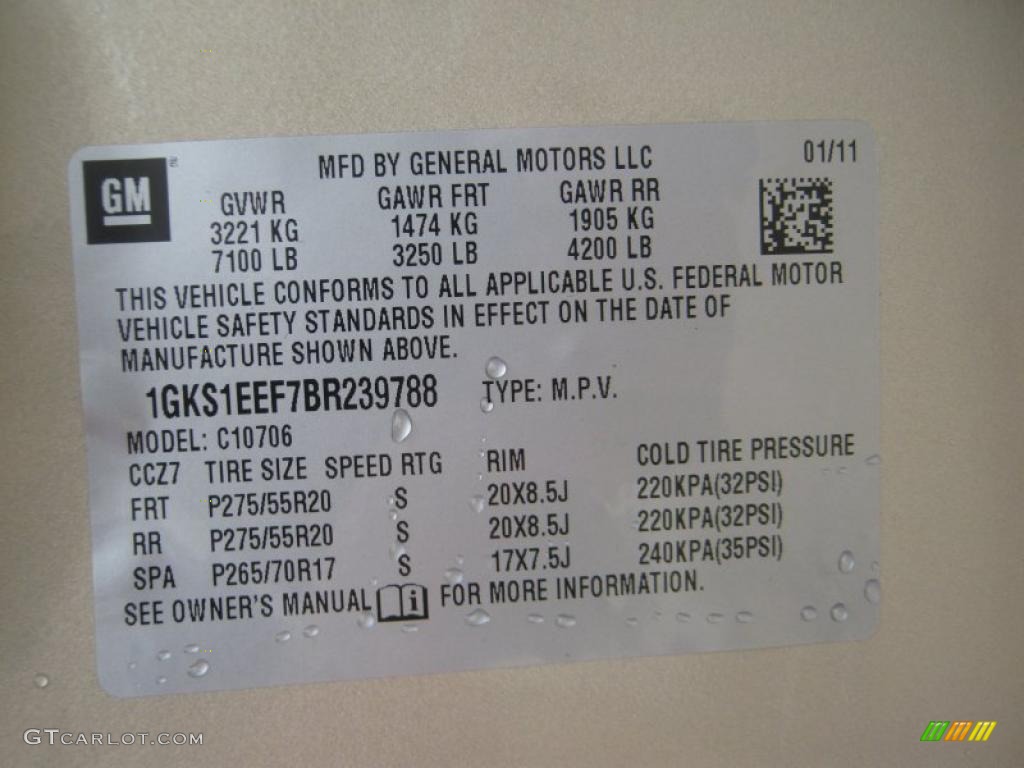 2011 GMC Yukon Denali Info Tag Photos