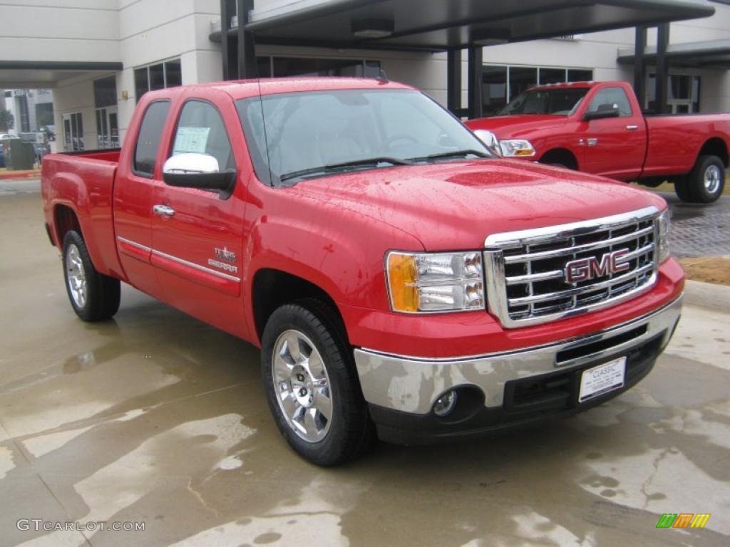 2011 Sierra 1500 Texas Edition Extended Cab - Fire Red / Ebony/Light Cashmere photo #7
