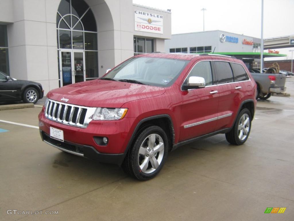 2011 Grand Cherokee Overland - Inferno Red Crystal Pearl / Dark Frost Beige/Light Frost Beige photo #1