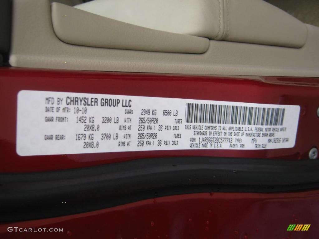 2011 Grand Cherokee Color Code PRH for Inferno Red Crystal Pearl Photo #43118897