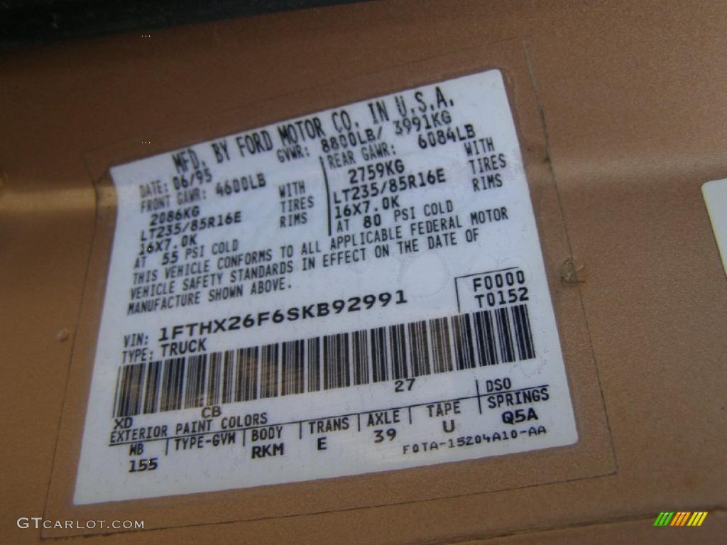 1995 F250 Color Code XD for Light Santa Fe Metallic Photo #43123298