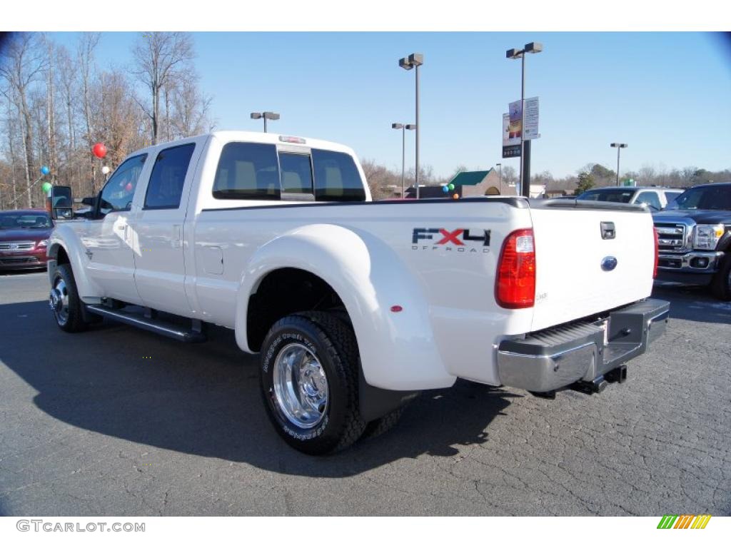 White Platinum Metallic Tri-Coat 2011 Ford F450 Super Duty Lariat Crew Cab 4x4 Dually Exterior Photo #43125527