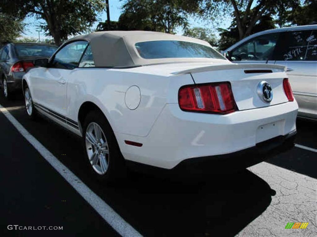 2010 Mustang V6 Convertible - Performance White / Stone photo #4