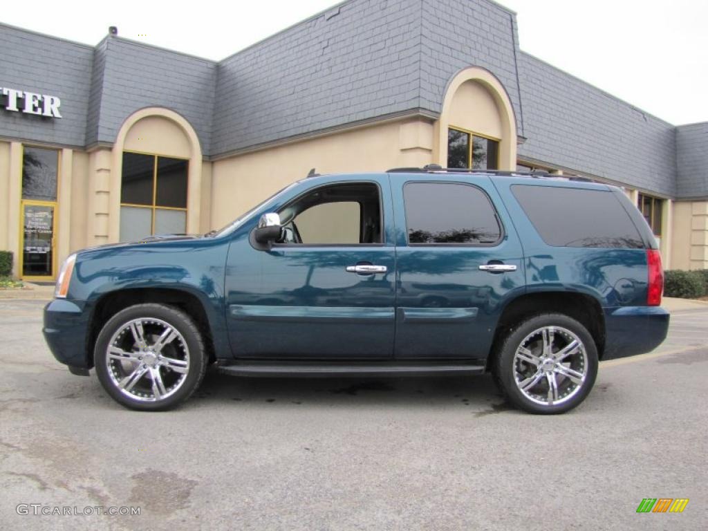 2007 Yukon SLT - Blue-Green Crystal / Ebony Black photo #4