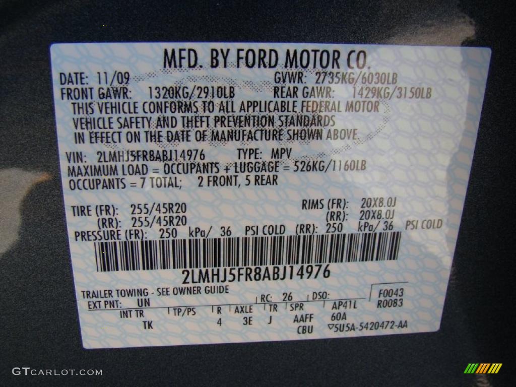 2010 MKT Color Code UN for Steel Blue Metallic Photo #43157053