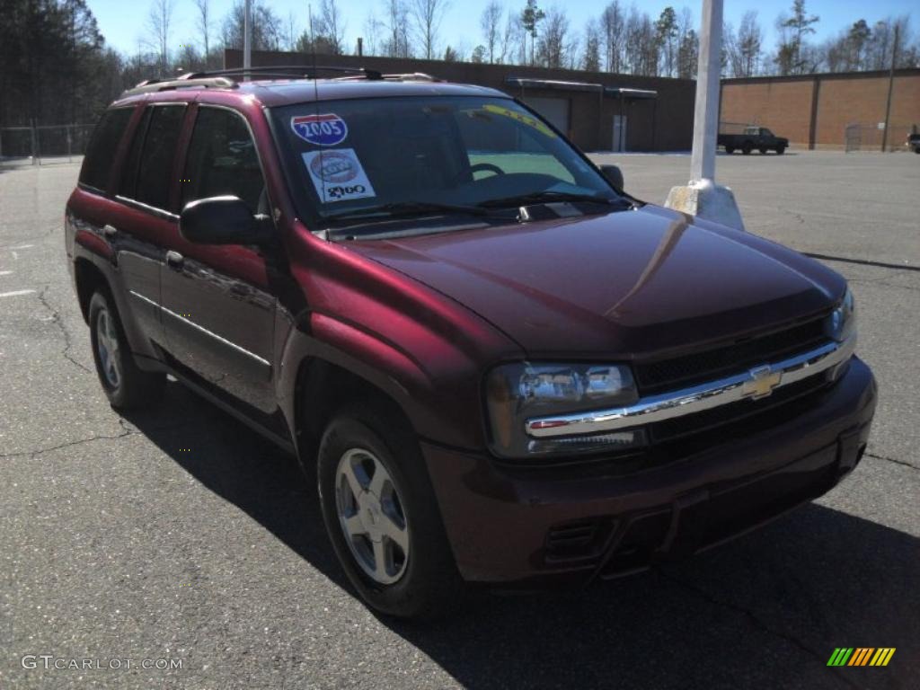 2005 TrailBlazer LS 4x4 - Majestic Red Metallic / Light Gray photo #5