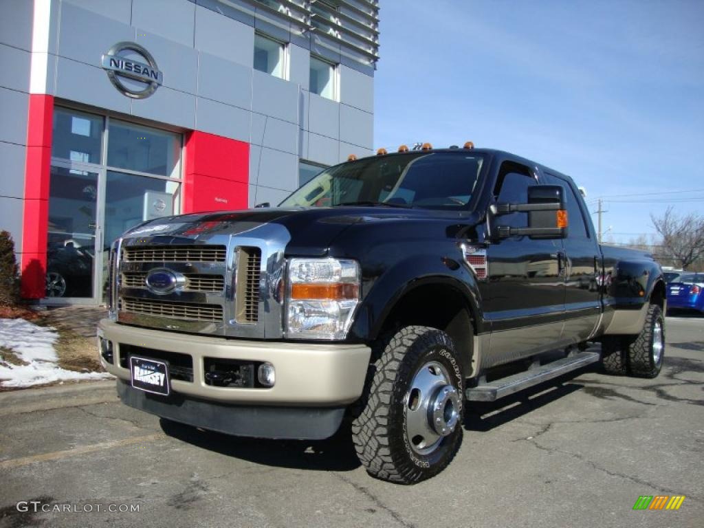 2009 F350 Super Duty King Ranch Crew Cab 4x4 Dually - Black Clearcoat / Chaparral Leather photo #1