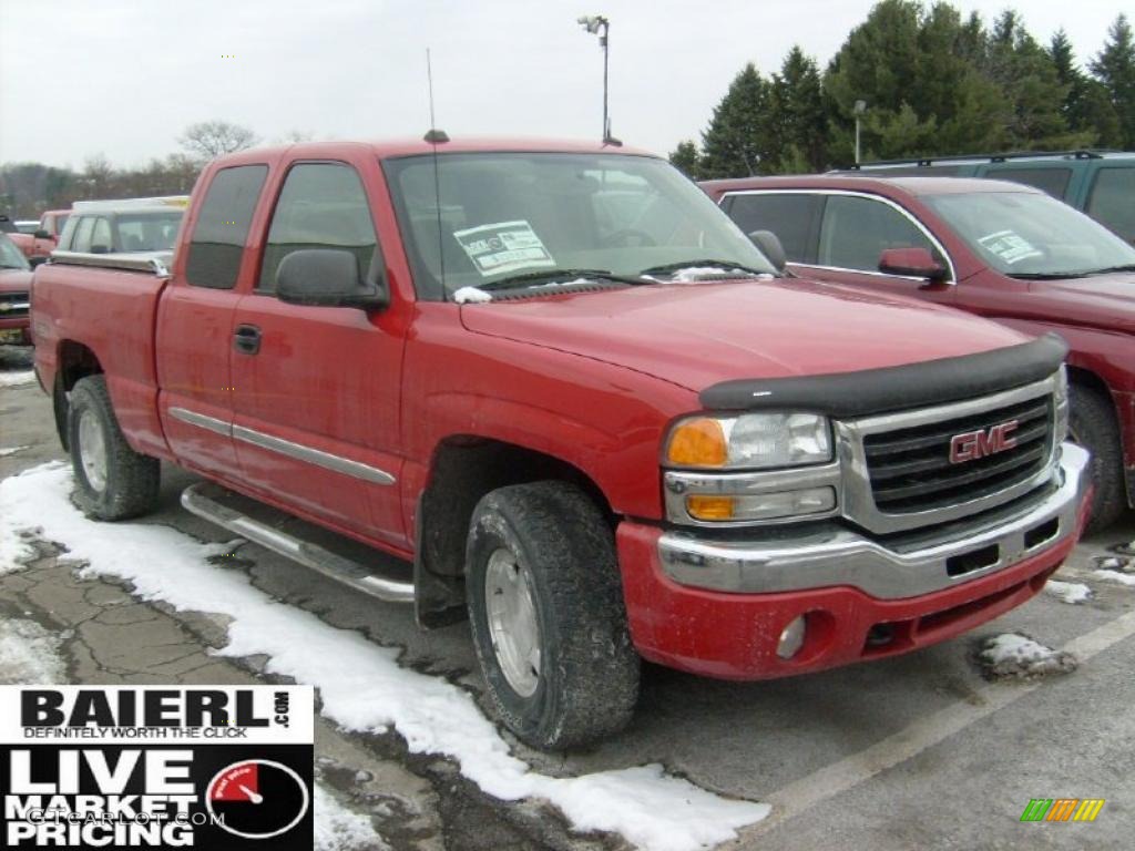 2004 Sierra 1500 SLT Extended Cab 4x4 - Fire Red / Pewter photo #1