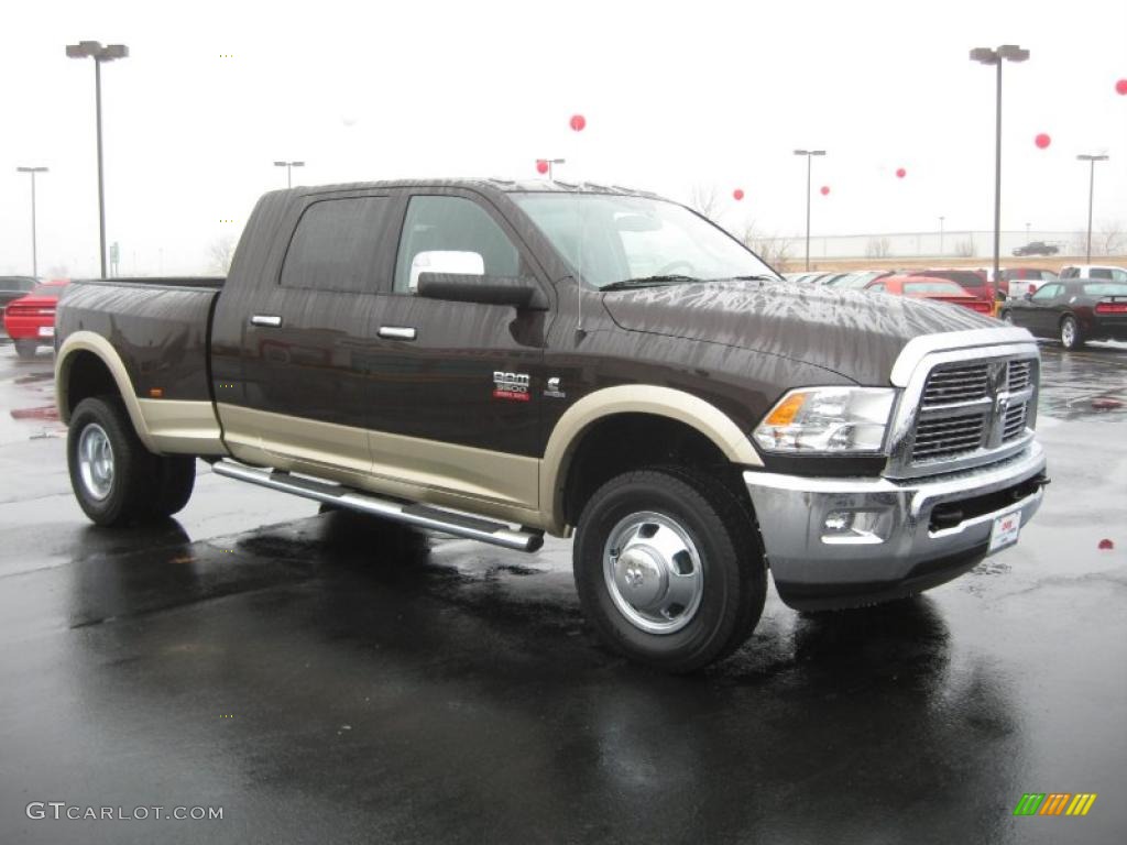 Rugged Brown Pearl 2011 Dodge Ram 3500 HD Laramie Mega Cab 4x4 Dually Exterior Photo #43209274