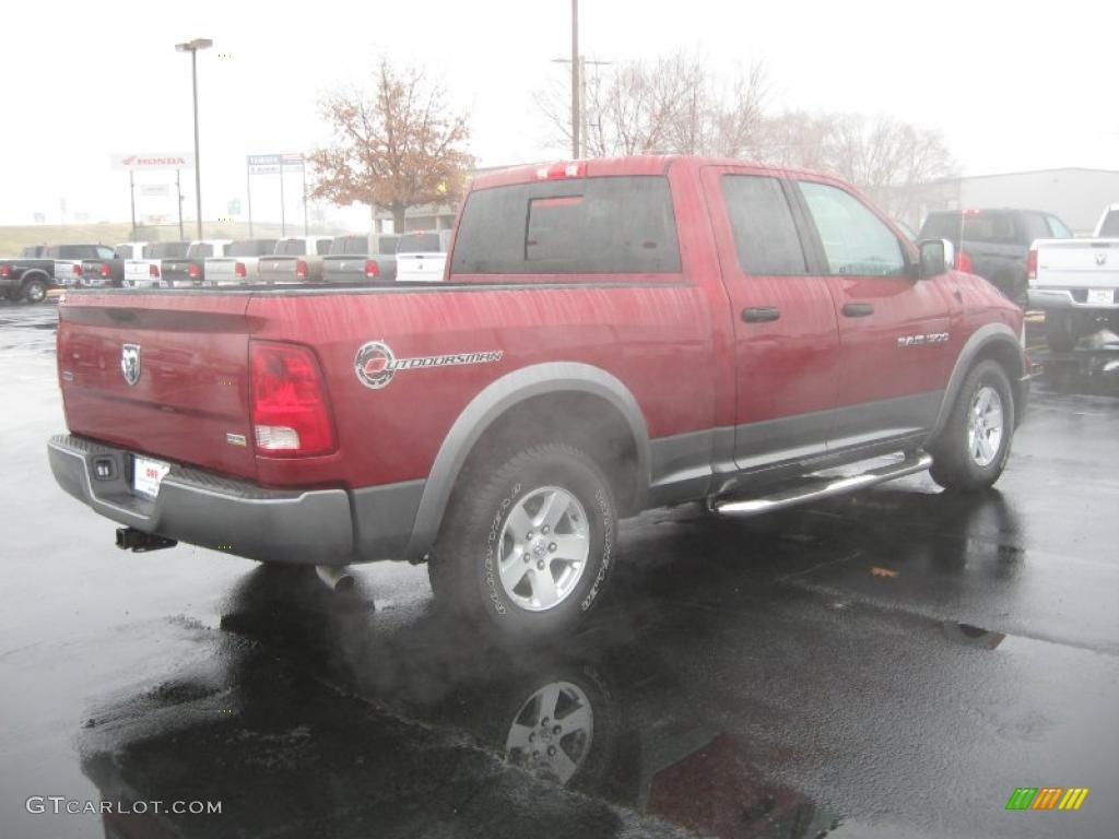 2011 Ram 1500 SLT Outdoorsman Quad Cab - Deep Cherry Red Crystal Pearl / Light Pebble Beige/Bark Brown photo #5