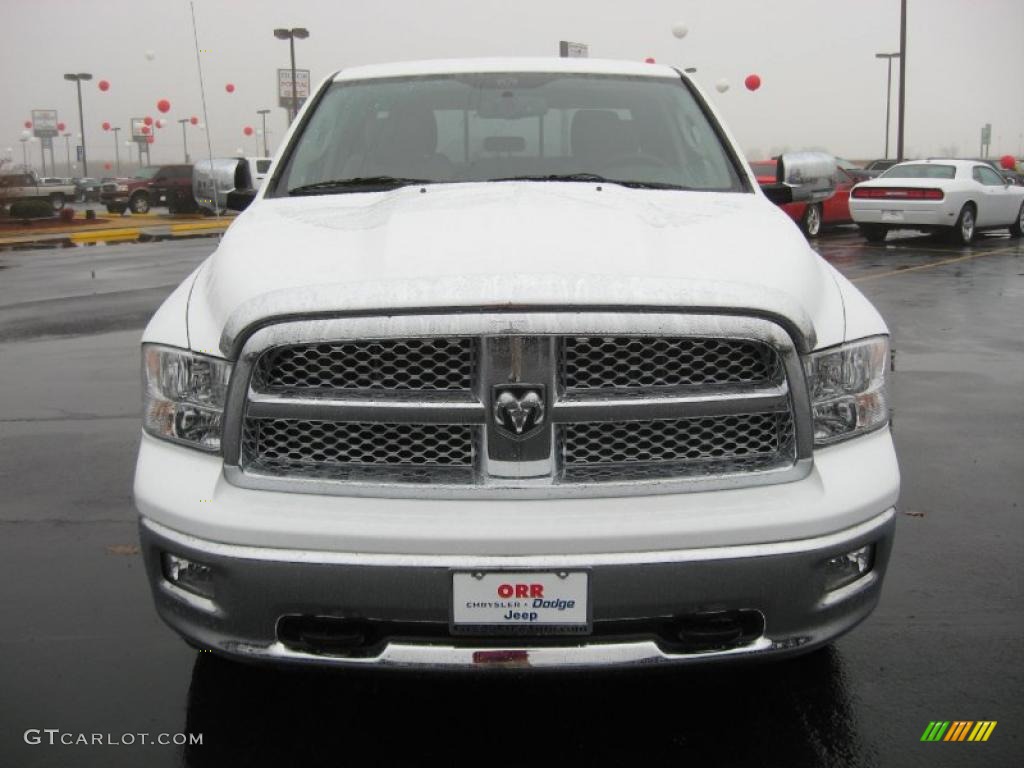 2011 Ram 1500 Laramie Quad Cab 4x4 - Bright White / Light Pebble Beige/Bark Brown photo #2