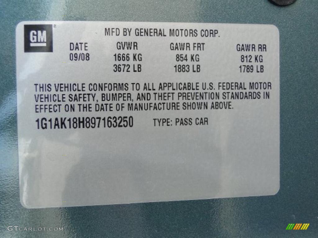 2009 Chevrolet Cobalt LS XFE Coupe Info Tag Photo #43220426