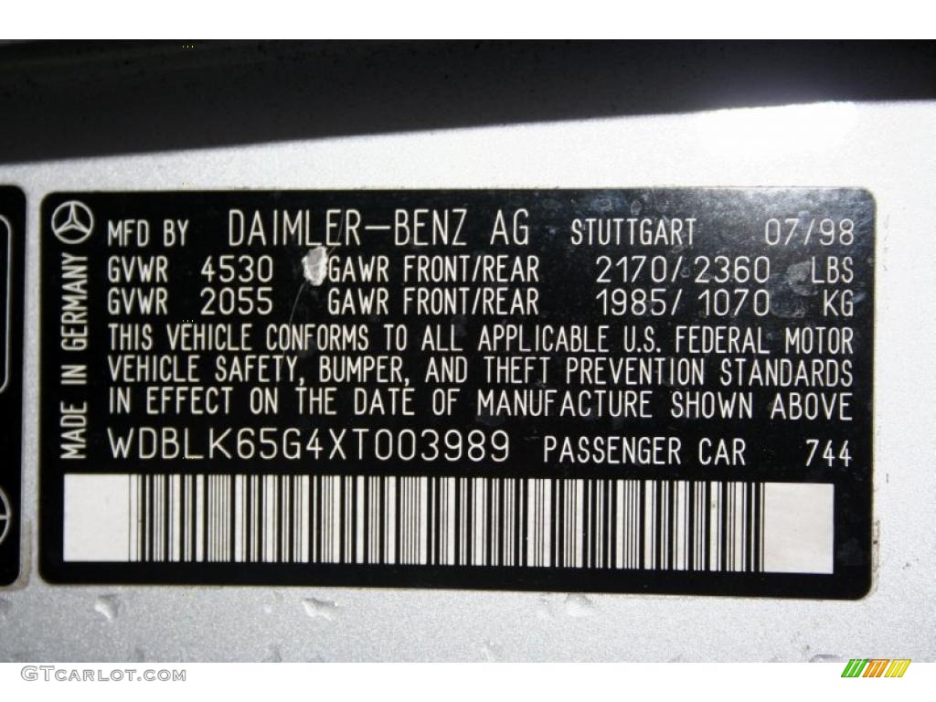 1999 Mercedes-Benz CLK 320 Convertible Info Tag Photos