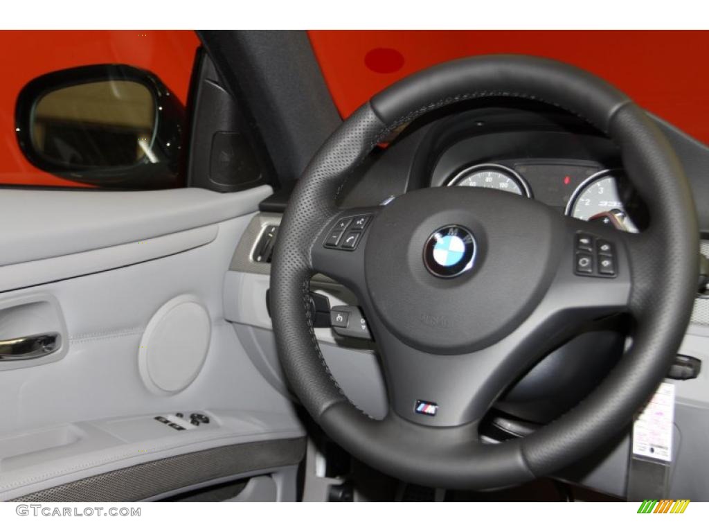 2011 BMW 3 Series 335is Coupe Gray Dakota Leather Steering Wheel Photo #43227275