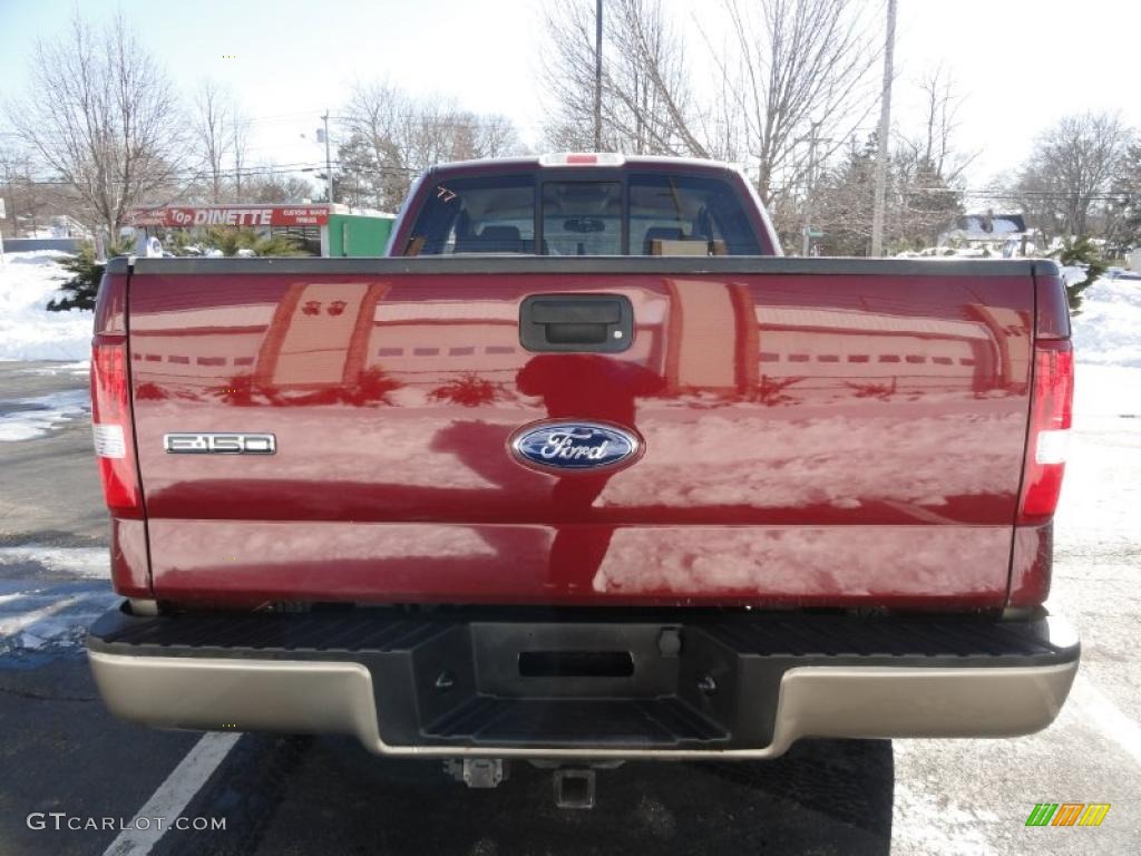 2004 F150 Lariat SuperCab - Dark Toreador Red Metallic / Tan photo #5