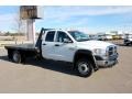 2009 Bright White Dodge Ram 4500 SLT Crew Cab 4x4 Flat Bed Stake Truck  photo #3