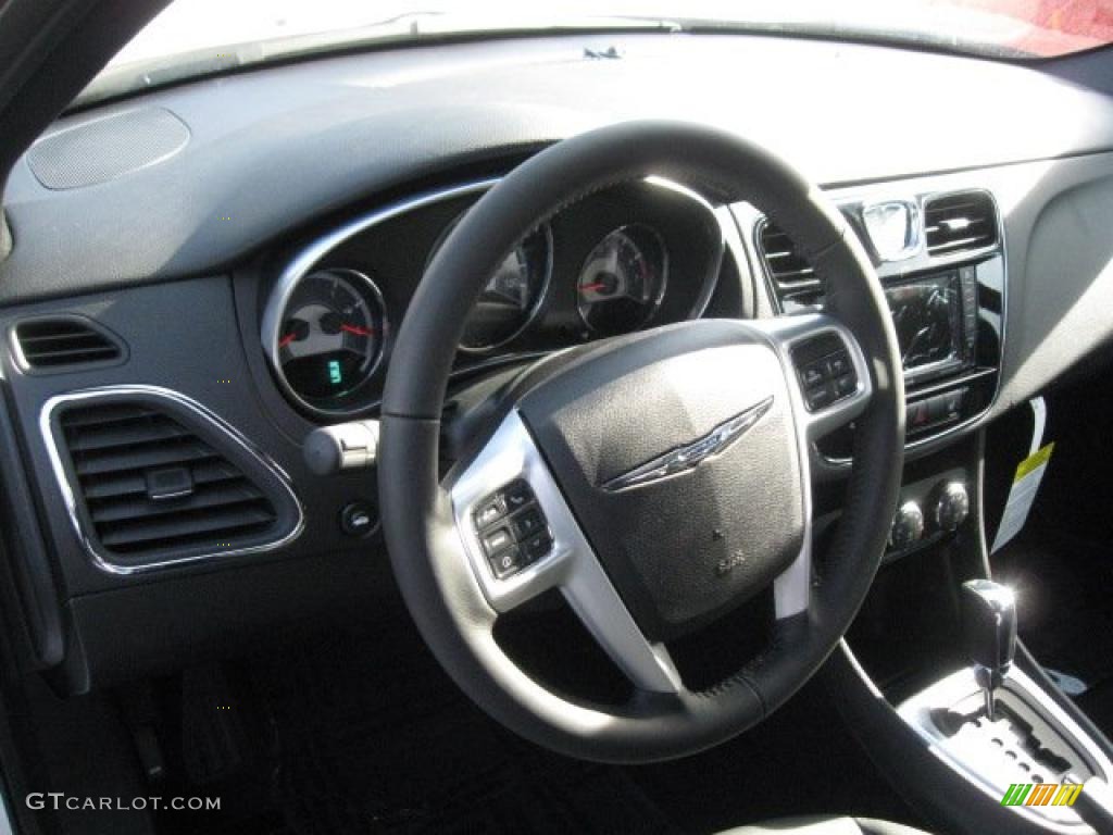 2011 Chrysler 200 Limited Black Steering Wheel Photo #43256566
