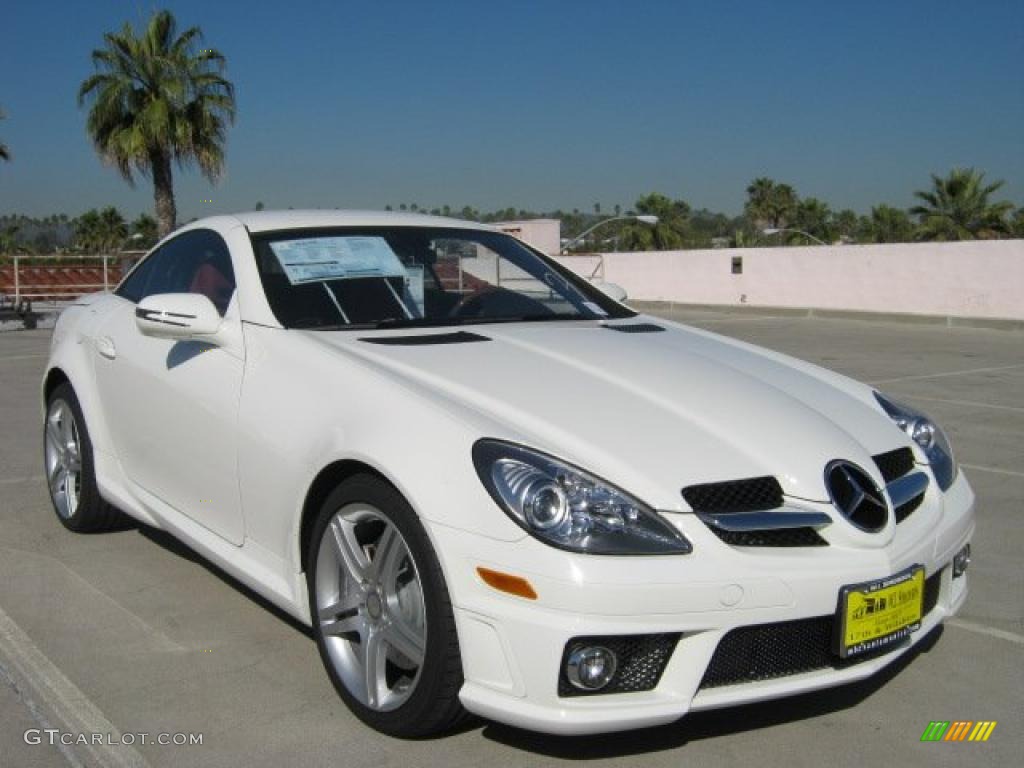 2011 SLK 350 Roadster - Arctic White / Red photo #1