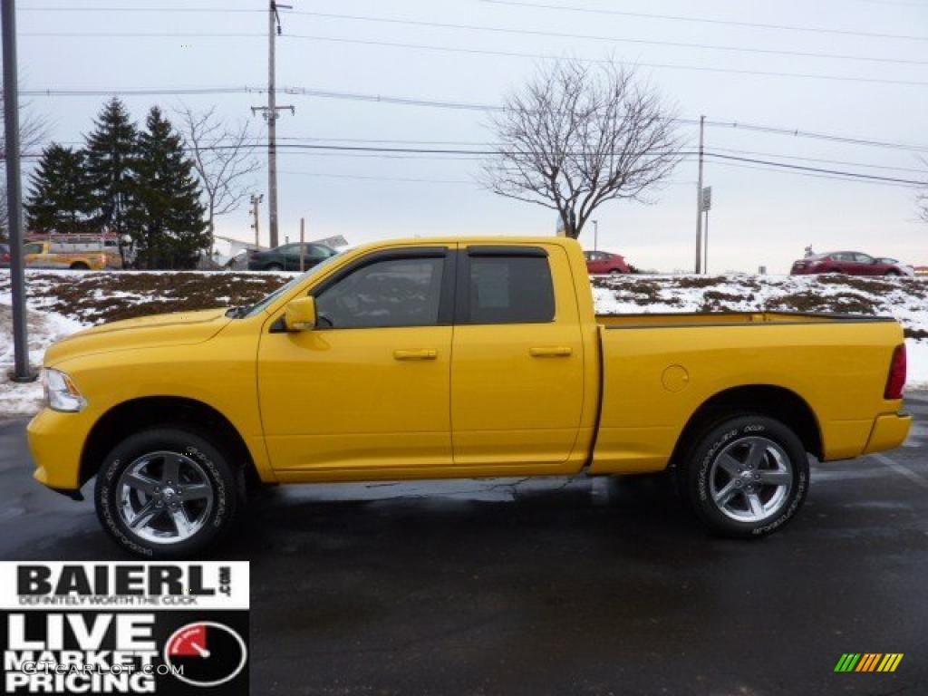 2009 Ram 1500 Sport Quad Cab 4x4 - Detonator Yellow / Dark Slate/Medium Graystone photo #4