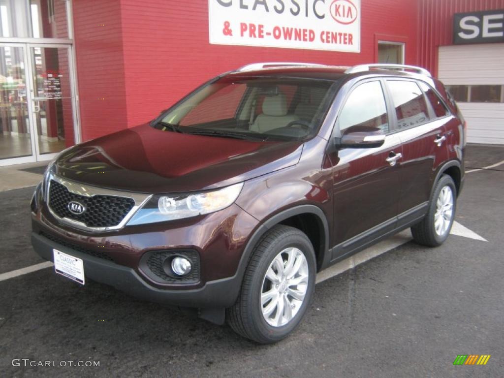 2011 Sorento LX V6 - Dark Cherry / Beige photo #1