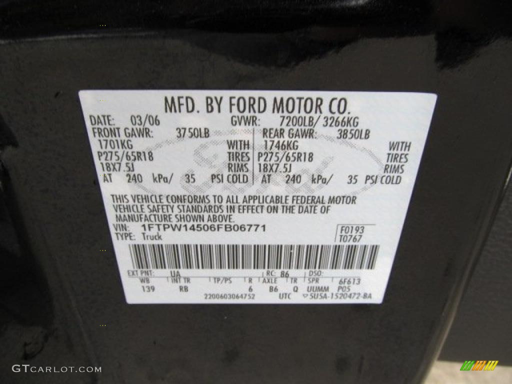 2006 F150 Color Code UA for Black Photo #43286136