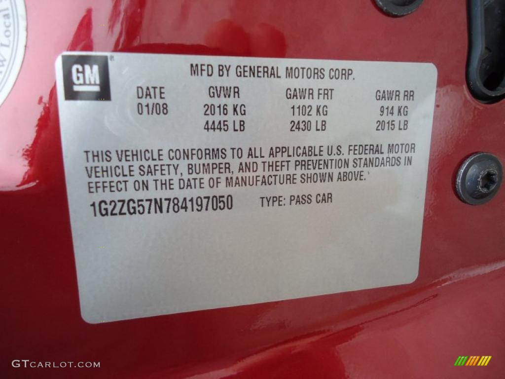 2008 G6 V6 Sedan - Performance Red Metallic / Ebony Black photo #36