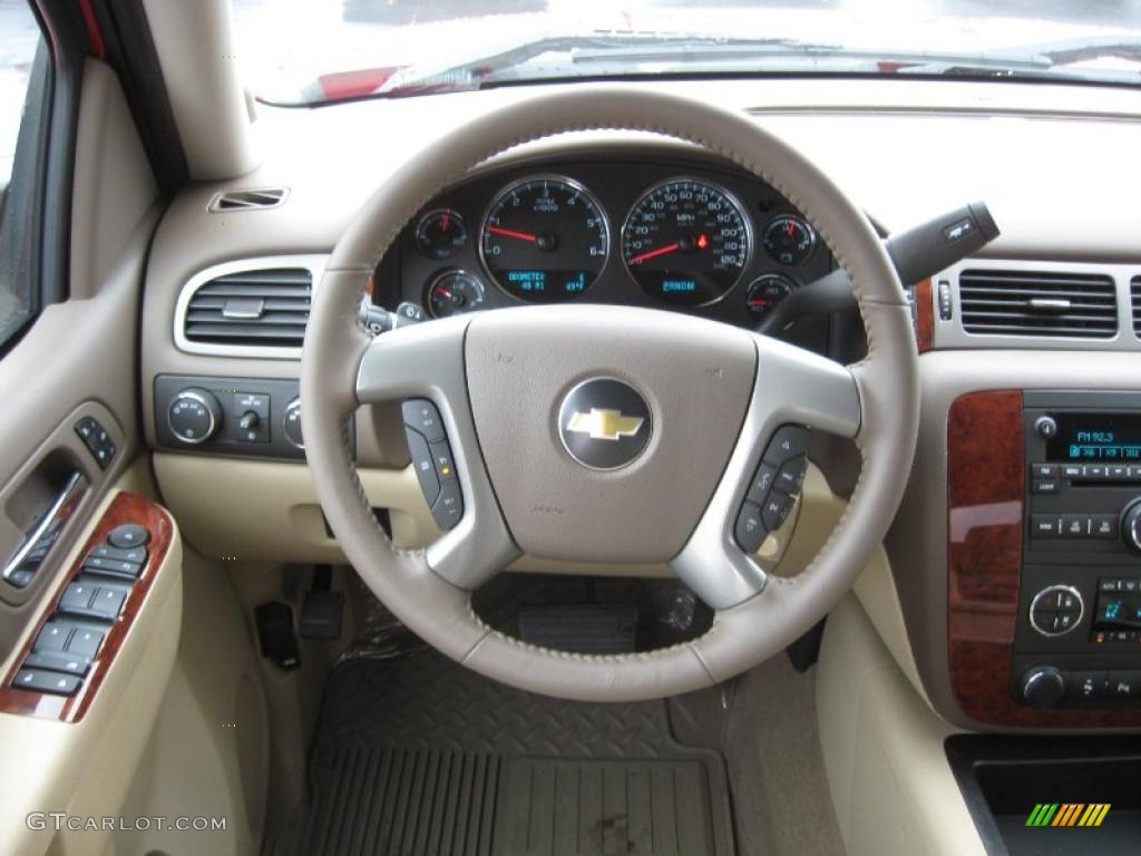 2011 Chevrolet Silverado 1500 LTZ Crew Cab 4x4 Dark Cashmere/Light Cashmere Steering Wheel Photo #43287072