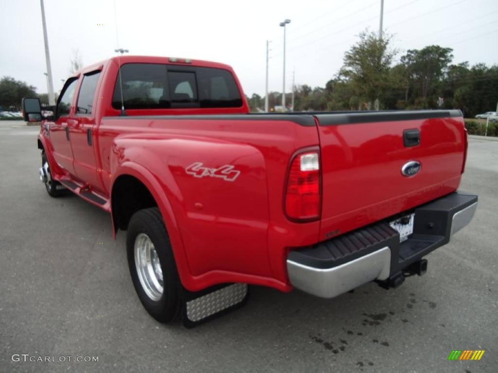 Bright Red 2008 Ford F350 Super Duty Lariat Crew Cab 4x4 Dually Exterior Photo #43287652