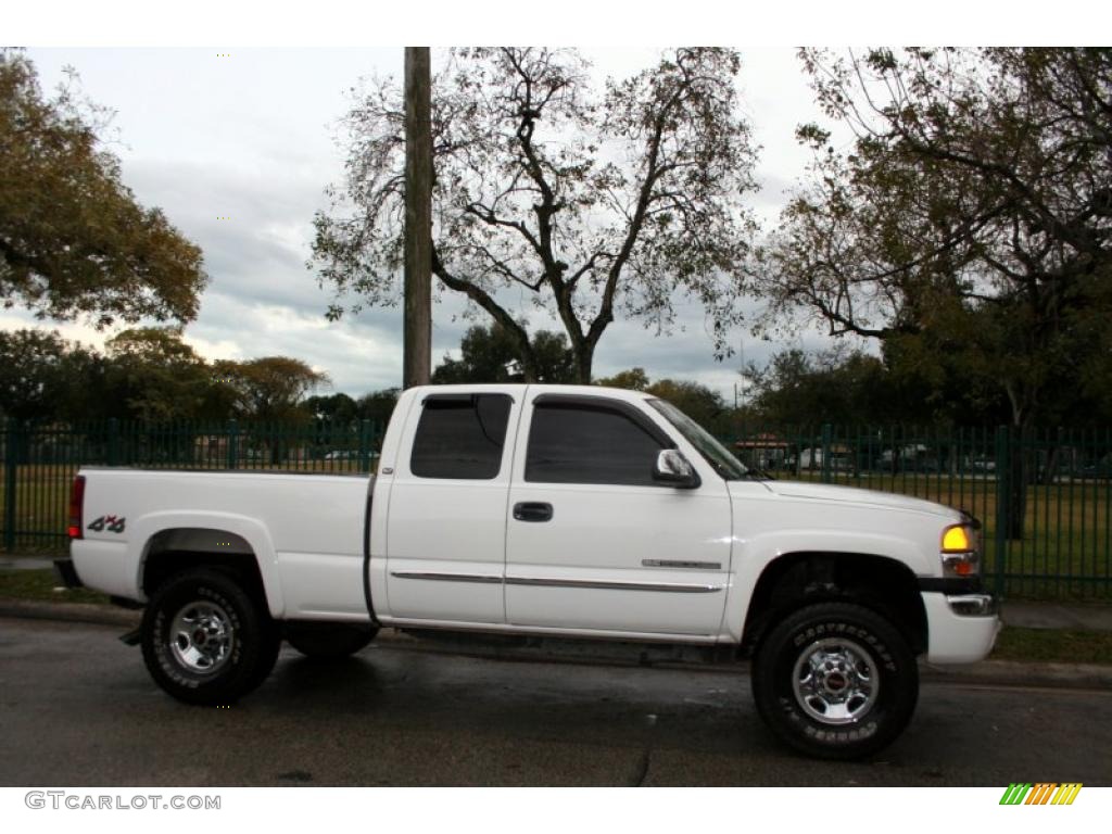 2003 Sierra 2500HD SLT Extended Cab 4x4 - Summit White / Neutral photo #10