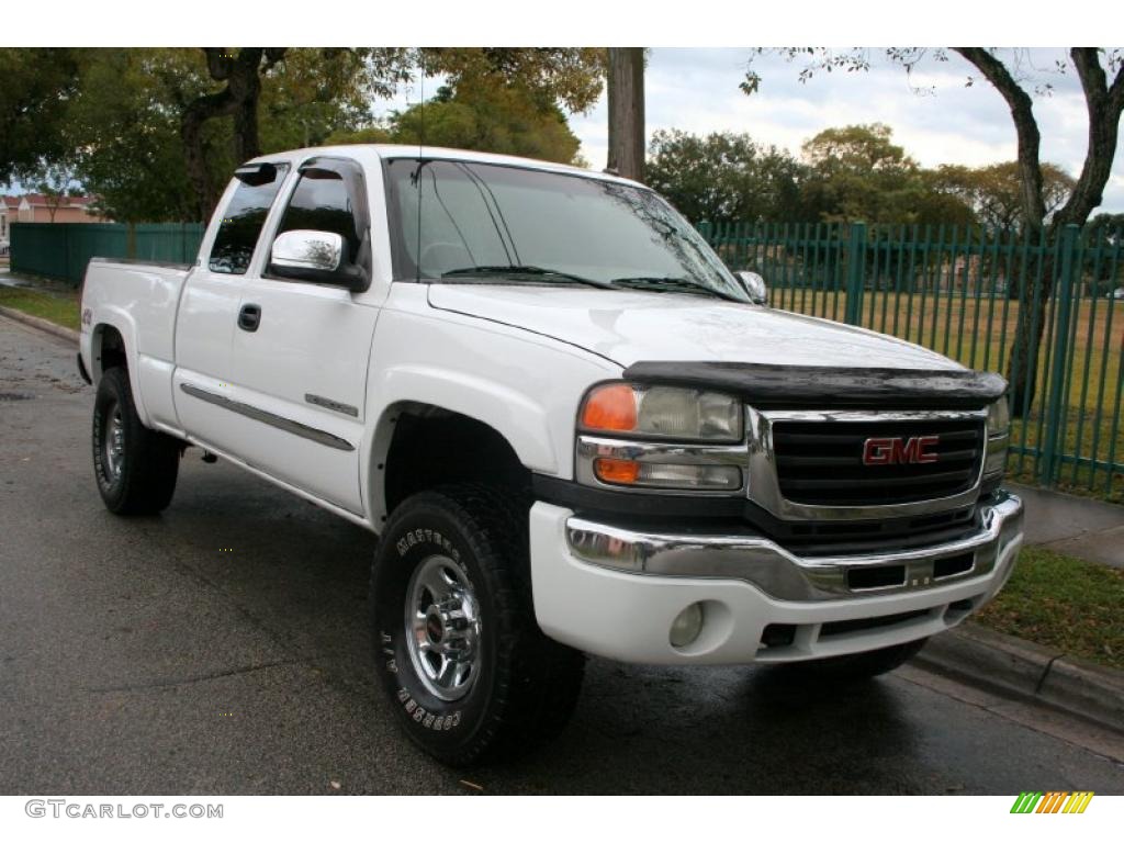 2003 Sierra 2500HD SLT Extended Cab 4x4 - Summit White / Neutral photo #14