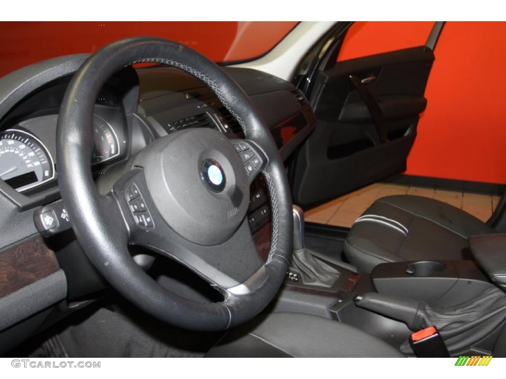 2008 BMW X3 3.0si Black Steering Wheel Photo #43295152