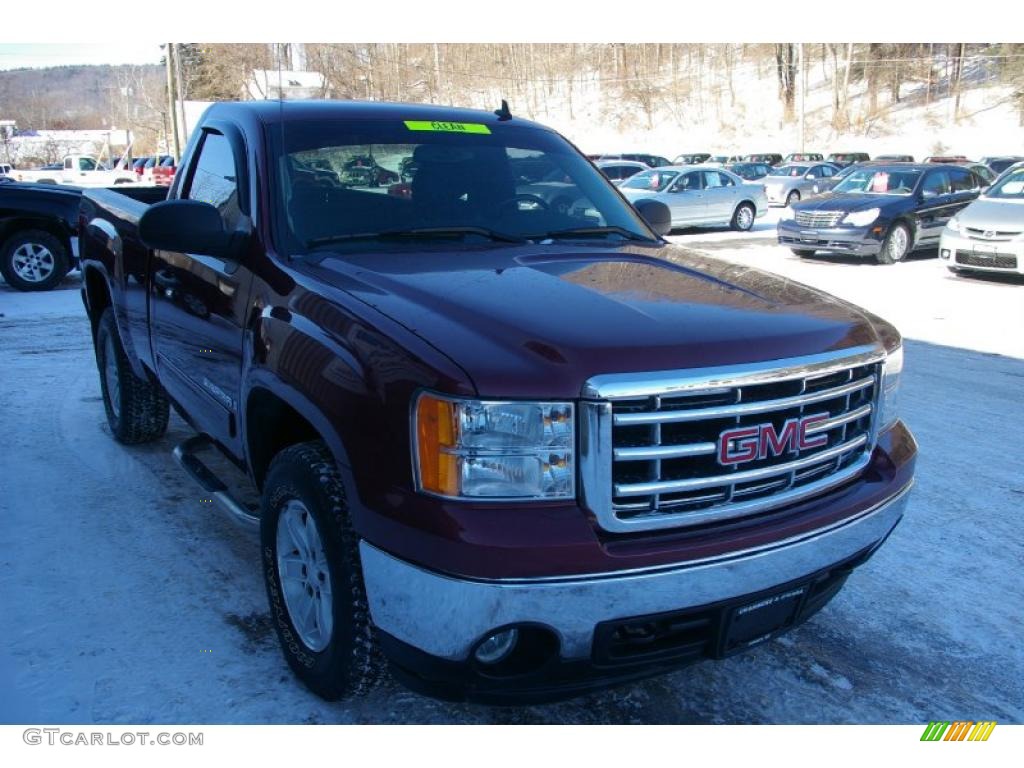 2008 Sierra 1500 SLE Regular Cab 4x4 - Dark Crimson Metallic / Dark Titanium photo #11