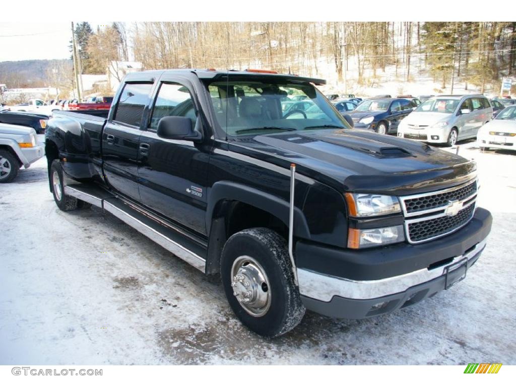 2005 Silverado 3500 LT Crew Cab 4x4 Dually - Black / Tan photo #15