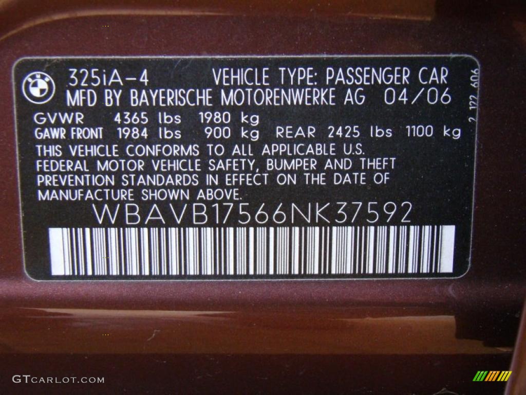 2006 3 Series 325i Sedan - Barrique Red Metallic / Beige photo #29