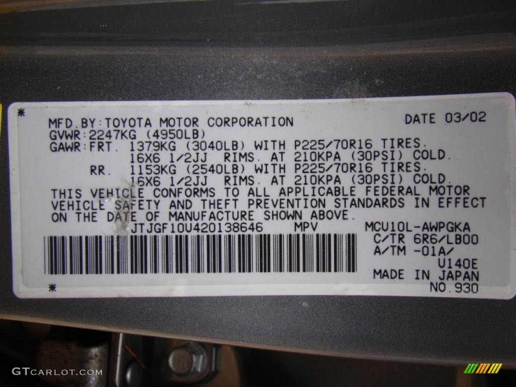 2002 RX Color Code 6R6 for Mineral Green Opalescent Photo #43322795