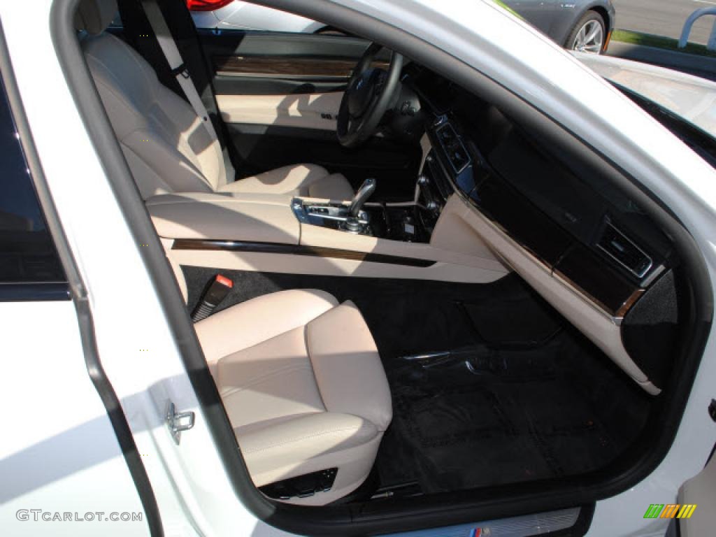 Oyster/Black Nappa Leather Interior 2010 BMW 7 Series 750i xDrive Sedan Photo #43323491