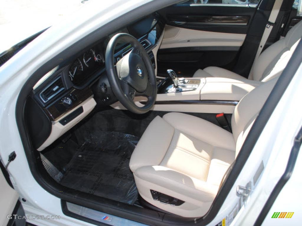 Oyster/Black Nappa Leather Interior 2010 BMW 7 Series 750i xDrive Sedan Photo #43323688