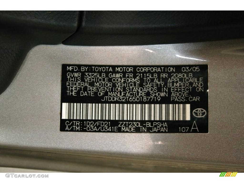 2005 Celica Color Code 1D2 for Thunder Cloud Metallic Photo #43330839