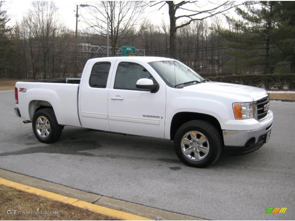 Summit White 2009 GMC Sierra 1500 SLT Z71 Extended Cab 4x4 Exterior Photo #43344675