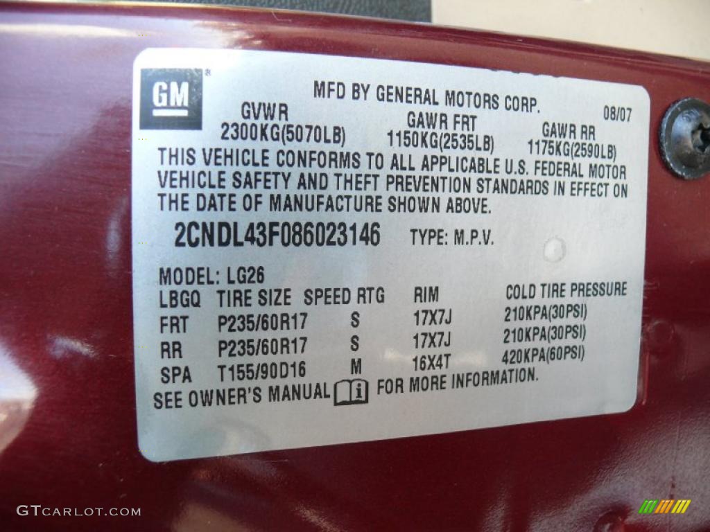 2008 Equinox LT AWD - Deep Ruby Red Metallic / Light Cashmere photo #15