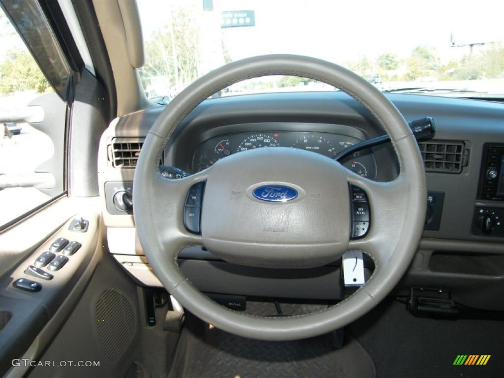 2004 Ford F350 Super Duty Lariat Crew Cab 4x4 Dually Medium Parchment Steering Wheel Photo #43352823