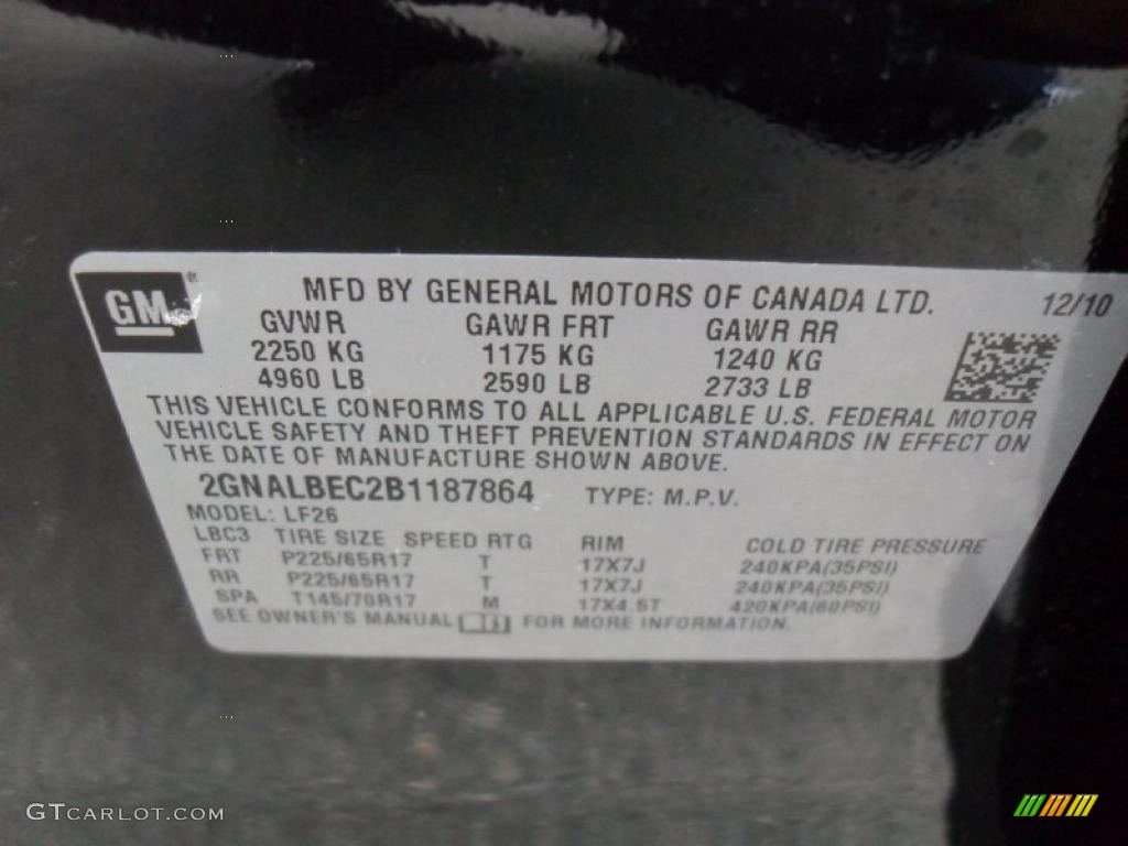 2011 Chevrolet Equinox LS Info Tag Photos