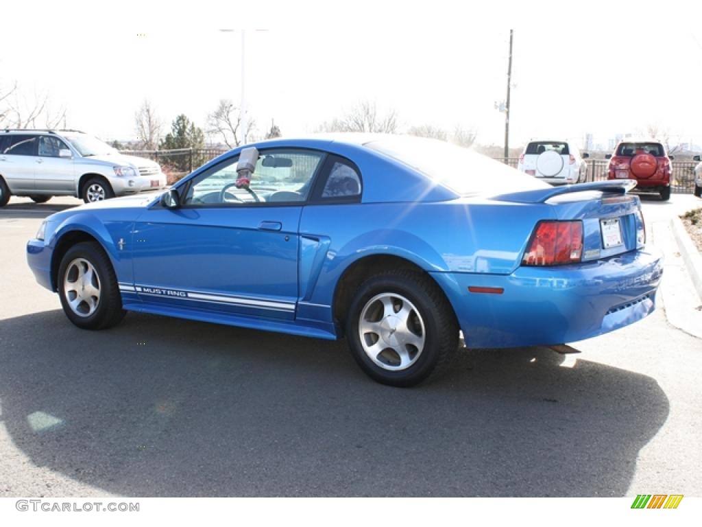 2000 Mustang V6 Coupe - Bright Atlantic Blue Metallic / Medium Graphite photo #4