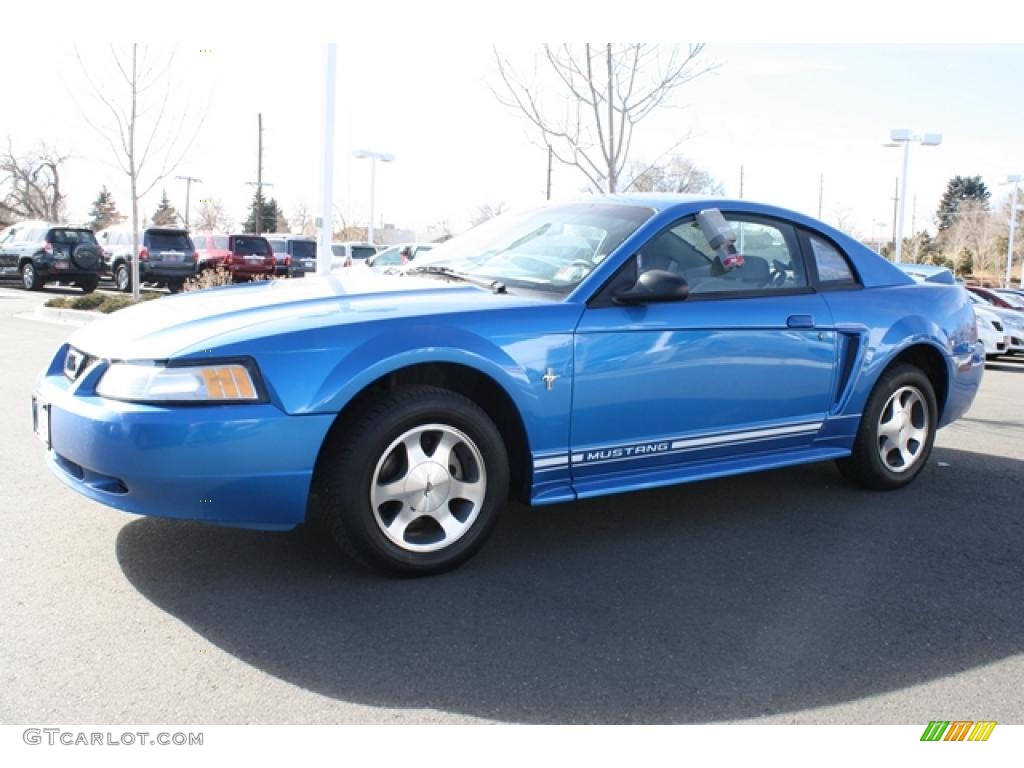 2000 Mustang V6 Coupe - Bright Atlantic Blue Metallic / Medium Graphite photo #5