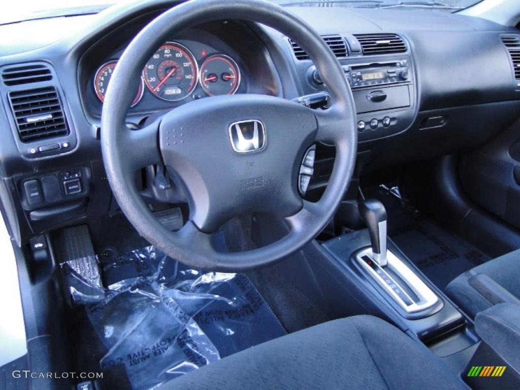 2003 Honda Civic LX Coupe Black Dashboard Photo #43376061